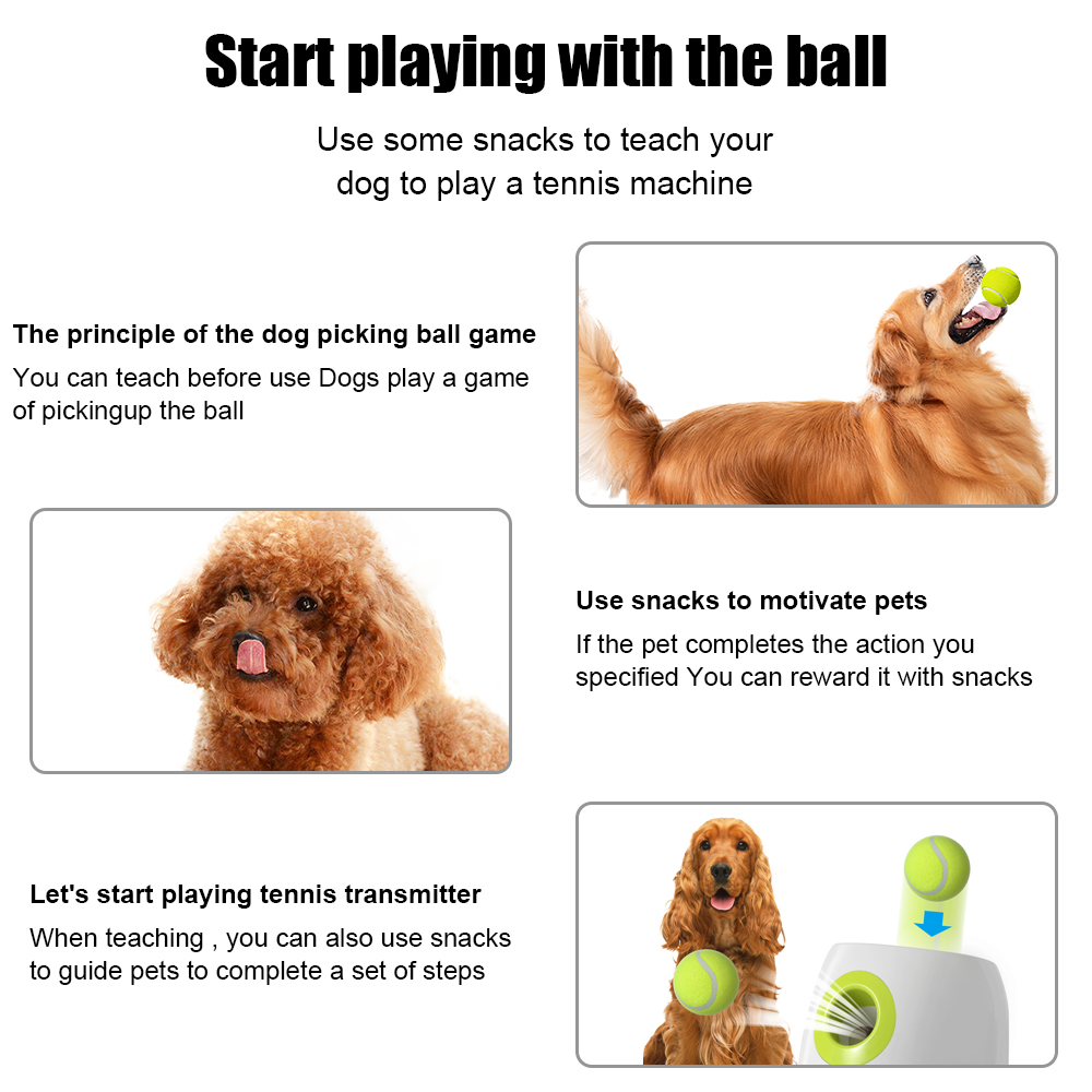 Dog Ball Automatic Tennis Launcher Pet Dogs Chase Toy Mini Tennis Throwing Pinball Machine Fun Interactive